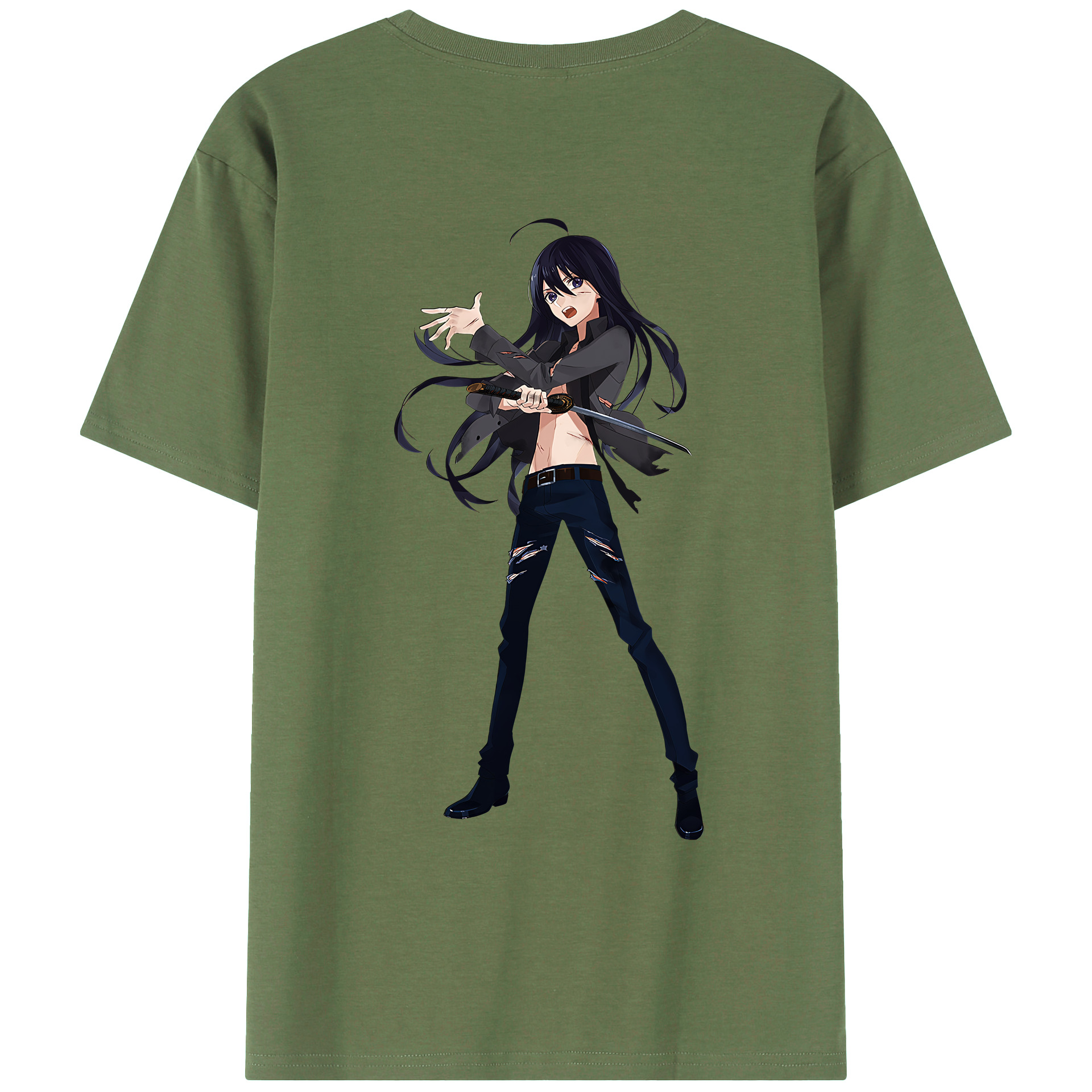 （画像用） 刀剣乱舞 Touken Ranbu 綿100％ メンズ半袖Tシャツ（バックプリント） 通気性